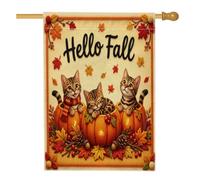 Bandiera autunnale del Bengala per la casa dei gatti, 71 x 101 cm, double-face, per decorazione esterna, autunnale, campagna, maglia, zucca, tela, casa, casa, fattoria, esterno, cortile, prato