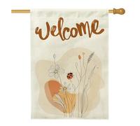 Bandiera autunnale della metà del secolo a forma di coccinella, 71 x 101 cm, double face, per decorazione esterna, bandiera minimalista autunnale per la casa, bandiera per la casa in tela da cortile