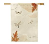 Bandiera autunnale della metà del secolo con libellule, 71 x 101 cm, double face, per decorazione esterna, bandiera minimalista autunnale per la casa, bandiera per la casa in tela da cortile, motivo