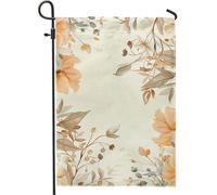 Bandiera autunnale floreale da giardino, fiori ad acquerello arancioni foglie decorazioni per esterni bandiere da cortile, decorazione per la casa in iuta su entrambi i lati per feste autunnali