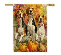 Bandiera autunnale Foxhound per cani da 71 x 101 cm, double-face, decorativa per esterni, recinzioni autunnali, zucca, acero, cortile, casa, cuccioli, animali domestici, piccola bandiera per prato