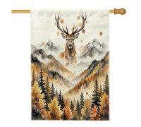 Bandiera autunnale per casa con cervi e alci, 71 x 101 cm, double-face, decorativa per esterni, caccia autunnale, natura, fauna selvatica, cortile, bandiera per la casa, bosco per esterni, piccola
