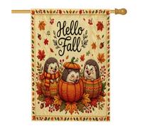 Bandiera autunnale per casa riccio 71,1 x 101,2 cm, double face, per decorazione esterna, autunno paese lavorato a maglia zucca, bandiera per la casa, motivo fattoria all'aperto cortile prato bandiera