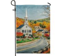 Bandiera autunnale per il giardino della chiesa del villaggio, bandiera arancione autunnale per la casa, bandiera decorativa in tessuto su entrambi i lati, bandiera da giardino per esterni, 30,5 x