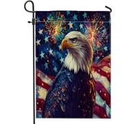 Bandiera Bald Eagle Red Blue Fireworks Celebration Stagione Bandiera Tessuto Da Esterno Striscione All'Aperto, Per Feste Estive, Eventi, Celebrazioni, 30x45cm