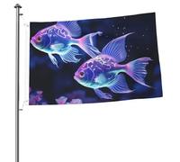 Bandiera Bandiera 3 x 6 m bandiere da giardino a doppia faccia bandiera resistente allo sbiadimento per esterno bandiera di benvenuto cortile due pesci blu banner di auguri bandiera personalizzata per