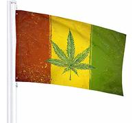 Bandiera Bandiera Decor 3x5 Ft Rasta Giamaica Ganja Foglia d'acero Fogliame botanico vintage Pennello Simbolo Poliestere Motivo stampato Decorazioni per esterni per case e giardini