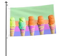 Bandiera Banner 3 x 2 Ft bandiere da giardino a doppia faccia Bandiera resistente allo sbiadimento per esterni Bandiera di benvenuto da cortile gelato arcobaleno gradiente Banner di auguri