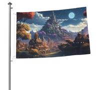 Bandiera Banner 3 x 2 Ft Bandiere da giardino a doppia faccia Bandiera resistente allo sbiadimento per esterni Bandiera di benvenuto Cortile Fantasy Town Banner di auguri personalizzato Bandiera per