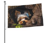 Bandiera Banner 3 x 2 Ft bandiere da giardino a doppia faccia Bandiera resistente allo sbiadimento per esterno Bandiera di benvenuto Yard Un piccolo Yorkshire Terrier Banner di auguri personalizzato