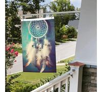 Bandiera Banner 3 x 2 Ft bandiere da giardino a doppia faccia Bandiera resistente allo sbiadimento per esterno Bandiera di benvenuto cortile bianco acchiappasogni piuma Banner di auguri personalizzato