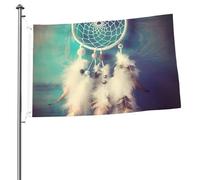 Bandiera Banner 3 x 2 Ft bandiere da giardino a doppia faccia Bandiera resistente allo sbiadimento per esterno Bandiera di benvenuto cortile bianco acchiappasogni piuma Banner di auguri personalizzato