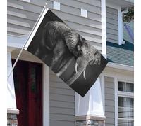 Bandiera Banner 3 x 5 Ft Bandiera a doppia faccia per esterni Resistente allo sbiadimento Bandiera da cortile Banner di auguri Immagine elefante in bianco e nero Bandiera da giardino di benvenuto