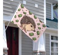 Bandiera Banner 3 x 5 Ft Bandiera a doppia faccia per esterni Resistente allo sbiadimento Bandiera da cortile Banner di auguri Riccio cartone animato Riccio Bandiera da giardino di benvenuto Bandiera