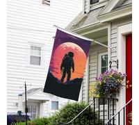 Bandiera Banner 3 x 5 Ft Bandiera a doppia faccia per esterni Resistente allo sbiadimento Bandiera da cortile Banner di saluto Cool Astronauta Benvenuto Bandiera da giardino Bandiera personalizzata