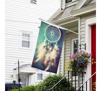 Bandiera Banner 3 x 5 Ft Bandiere da giardino a doppia faccia Bandiera resistente allo sbiadimento per esterni Bandiera di benvenuto cortile Bianco acchiappasogni piuma Banner di auguri personalizzato