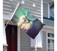 Bandiera Banner 3 x 5 Ft Bandiere da giardino a doppia faccia Bandiera resistente allo sbiadimento per esterni Bandiera di benvenuto cortile Bianco acchiappasogni piuma Banner di auguri personalizzato
