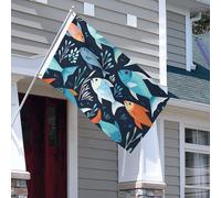 Bandiera Banner 3 x 5 Ft Bandiere da giardino a doppia faccia Bandiera resistente allo sbiadimento per esterni Bandiera di benvenuto Yard Bandiera Pesci Modello Banner di auguri Bandiera