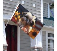 Bandiera Banner 3 x 5 Ft Bandiere da giardino a doppia faccia Bandiera resistente allo sbiadimento per esterno Bandiera di benvenuto Yard Shih Tzu cane e fiori Banner di auguri Bandiera personalizzata