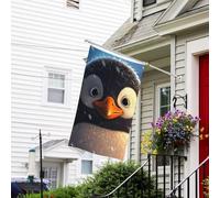 Bandiera Banner Bandiere da giardino a doppia faccia Bandiera resistente allo sbiadimento per esterni Bandiera da cortile di benvenuto Pinguino nella neve Banner di auguri Bandiera personalizzata per