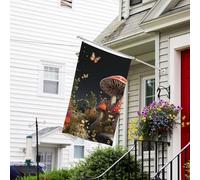 Bandiera Banner Bandiere da giardino a doppia faccia Bandiera resistente allo sbiadimento per esterno Benvenuto Yard Bandiera Fata stile fiaba Funghi Banner di auguri Bandiera personalizzata per festa