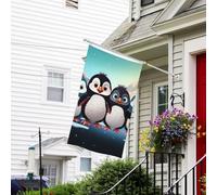 Bandiera Banner Bandiere da giardino a doppia faccia Bandiera resistente allo sbiadimento per esterno Bandiera da cortile di benvenuto Cinque simpatici pinguini Banner di auguri Bandiera