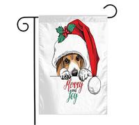 Bandiera Beagle Dog Big Claus Accessory Santas Cute Cap Holly Animals Sketch Wildlife Holidays Animal New Decorazione Bandiera Di Benvenuto, Per Eventi, Feste Estive, 30x45cm
