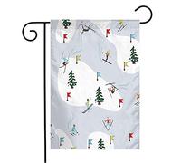 Bandiera Beigehome Pattern Winter Skiing Skier Leisure Ski Fun Branding Holidays Mountain Travel Bandiera Di Benvenuto Decorazione Striscione All'Aperto, Per Giardino, Feste Estive, 30x45cm