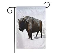 Bandiera Beigehome Rural Buffalo Bison Snow Covered Agribusiness 3D Environment Animals Wildlife Nature Bandiera Della Brezza Decorazione Striscione All'Aperto, Per Feste Estive, Eventi, 30x45cm