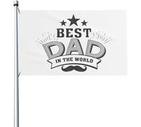 Bandiera Best Dad Ever Happy Father'S Day Bandiera Di Benvenuto 2 Occhielli Metallici Tessuto Da Esterno Striscione All'Aperto, Per All'Aperto Al Coperto, Balcone, Feste Estive, 90x150cm