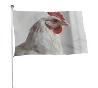 Bandiera bianca a forma di pollo 119,4 x 177,8 cm, stampa su entrambi i lati, bandiera decorativa da giardino, non sbiadisce, con occhielli in ottone, sfondo fotografico da appendere, per interni ed