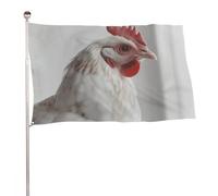 Bandiera bianca con pollo 61 x 88,9 cm, stampa su entrambi i lati, bandiera decorativa da giardino, non sbiadisce, con occhielli in ottone da appendere, sfondo fotografico per interni ed esterni