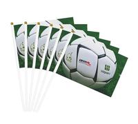 Bandiera bianca con stampa di pallone da calcio, versatile, per matrimoni, compleanni, vacanze, sport, parate, spettacoli