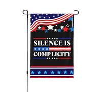 Bandiera bifacciale 12x18 "Il silenzio è complicità" Liberale Democratico Libertà Uguali Diritti Bandiera da g