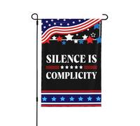 Bandiera bifacciale 12x18 "Il silenzio è complicità" Liberale Democratico Libertà Uguali Diritti Bandiera da g