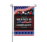 Bandiera bifacciale 28x40 "Il silenzio è complicità" Liberale Democratico Libertà Uguali Diritti Bandiera da g