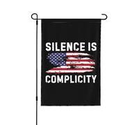 Bandiera bifacciale 28x40 "Il silenzio è complicità" Liberale Democratico Libertà Uguali Diritti Bandiera da g