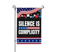 Bandiera bifacciale 28x40 "Il silenzio è complicità" Liberale Democratico Libertà Uguali Diritti Bandiera da g