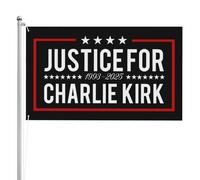 Bandiera bifacciale 3x5 "Giustizia per Charlie Kirk" - Stendardo da giardino con 2 occhielli - Arazzo