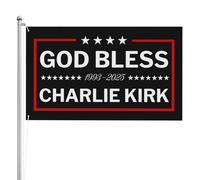 Bandiera bifacciale 3x5 "God Bless Charlie Kirk" (Dio benedica Charlie Kirk) con 2 occhielli, ideale per giardino e cortile.