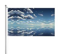 Bandiera bifacciale con cielo blu e nuvole bianche, 0,9 x 1,5 m, bandiera da esterno a tre strati pesante, 0,9 x 1,5 m, bandiera da giardino in poliestere.