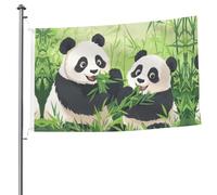 Bandiera bifacciale con stampa di due panda, in poliestere, resistente allo sbiadimento, con occhielli in metallo