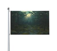 Bandiera bifacciale Forest Trail, 0,9 x 1,5 m, striscione resistente per decorazioni da esterno e giardino, stampa su entrambi i lati, facile da installare