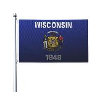 Bandiera bifacciale in stile mesh della bandiera del Wisconsin, durevole, per esterni, 9,1 x 1,5 m, banner, patio, decorazioni per interni, divertenti 3 x 5 bandiere per feste in casa.