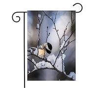 Bandiera Blackcapped Spruce Chickadee Snow Feather Winter Animals Songbird Wildlife Beak Eye Poecile Prova Di Sbiadimento Stagione Bandiera, Per Eventi, Balcone, 30x45cm
