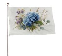 Bandiera blu con bouquet di ortensie e fiori selvatici, 9 x 1,5 m, per esterni, decorazione per cortile, portico, prato, fattoria