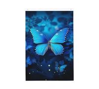 Bandiera blu con farfalla di benvenuto da giardino, 0,6 x 0,9 m, double face, non sbiadisce, per casa, cortile, cortile, cortile, prato, decorazione esterna