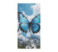 Bandiera blu con farfalle e nuvole 90 x 180 cm banner per feste cartello di benvenuto stagionale decorazione verticale porta appeso per portico ingresso decorazione giardino