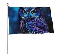 Bandiera blu con gufo, 61 x 88,9 cm, stampa su entrambi i lati, bandiera decorativa da giardino, non sbiadisce, con occhielli in ottone, sfondo fotografico da appendere, per interni ed esterni