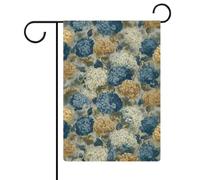 Bandiera blu e beige ortensia da giardino con fiori di ortensia per esterni bandiera per esterni bandiera stagionale in iuta su entrambi i lati 30,5 x 45,7 cm